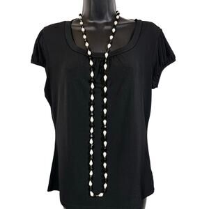 Black and White Necklace Faceted Plastic Drop Beads Long 53" Retro Vintage